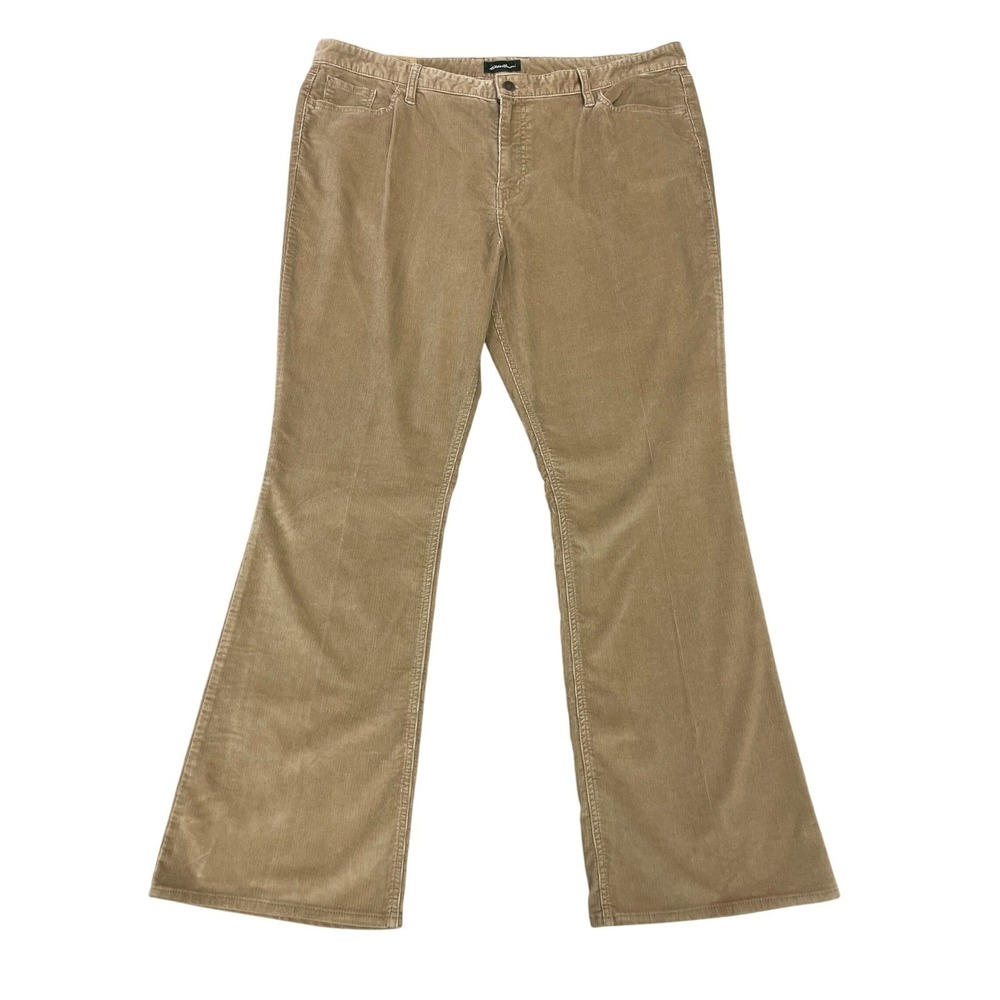 NEW Eddie Bauer Y2K Corduroy Classic Bootcut Stretch Pants 20W Tan Khaki